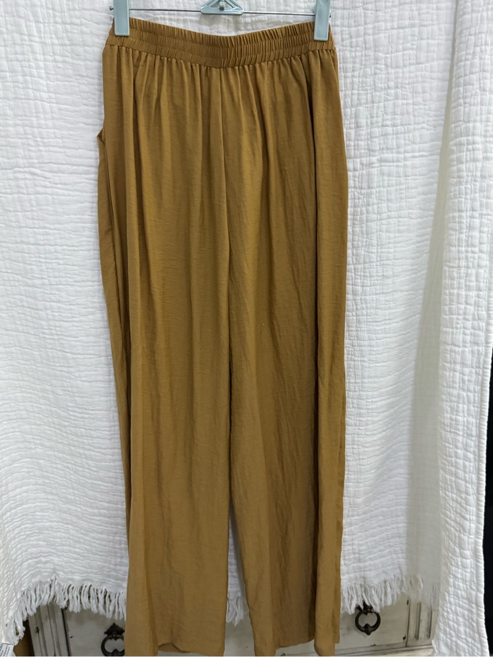 Wide Leg Elastic Waist Pants - Camel